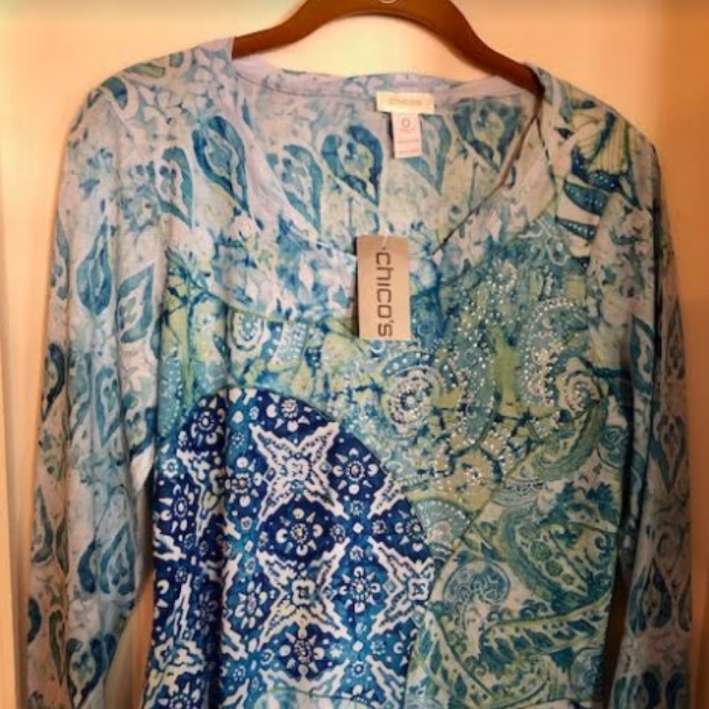 Chico's Wild Medallions Embellished top